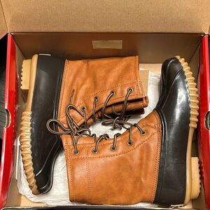 Brown and Black Lace-Up Boots